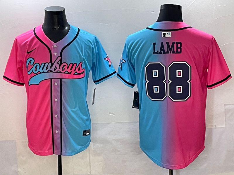 Men 2025 Dallas Cowboys 88 Lamb Blue pink Nike Limited NFL Jersey style 001